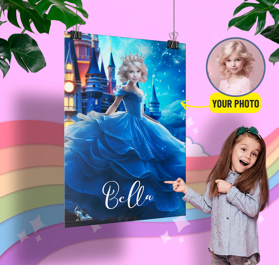 Cinderella Princess Poster Digital Photo, Magic Kingdom Custom Portrait - Custamazegifts.com 