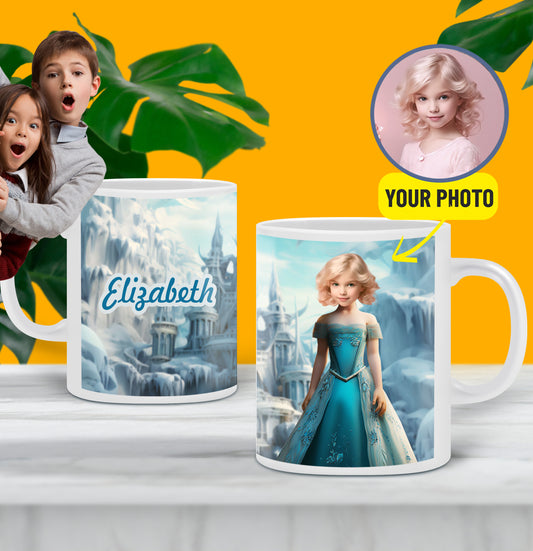 Customized Photo Mug Cup Princesses Frozen, Kids Girl Christmas Mug - Custamazegifts.com 