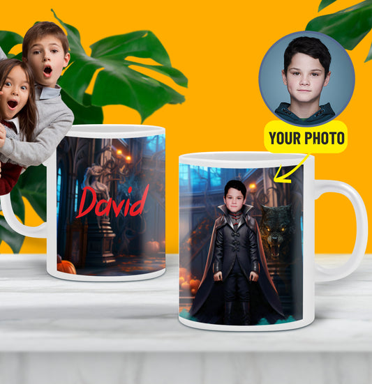 Custom Mug Photo Count Dracula, Halloween Kids Gift Mug - Custamazegifts.com 