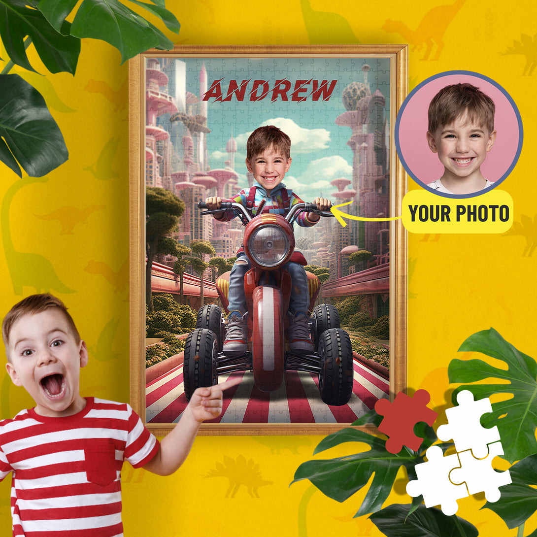 Quad Biker's Fan Custom Photo Puzzles, Dirt Bike Print Gift for Boys - Custamazegifts.com 