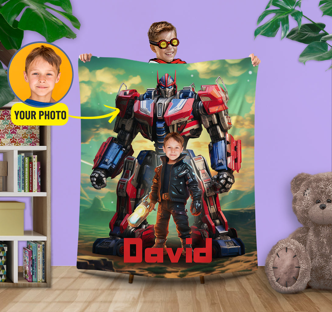 Transformers Child Custom Blanke, Autobot Boys Photo Blanket - Custamazegifts.com 