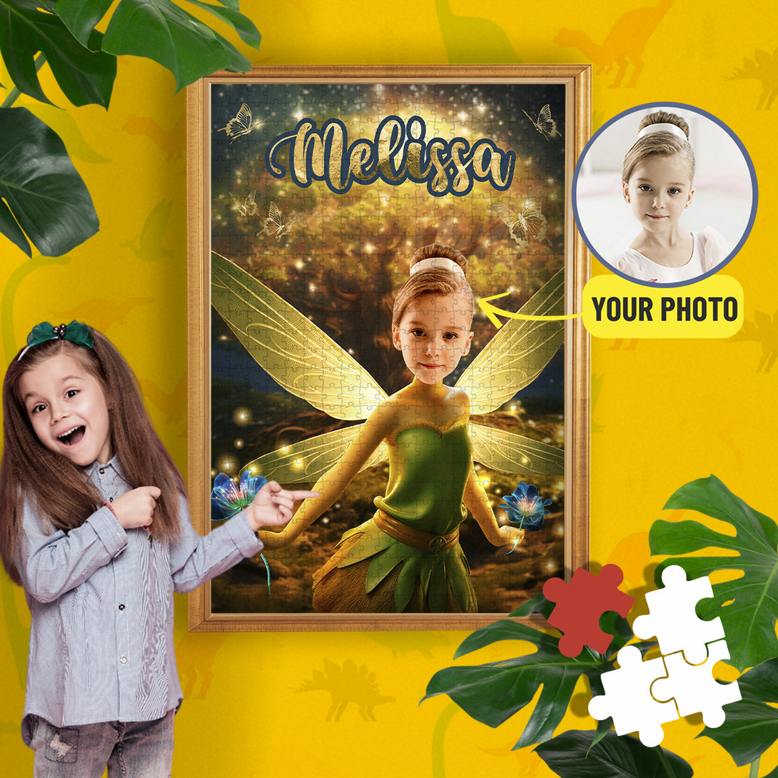 Photo Puzzle Personalized Fairy Gift, Tinkerbell Picture Custom Puzzle - Custamazegifts.com 