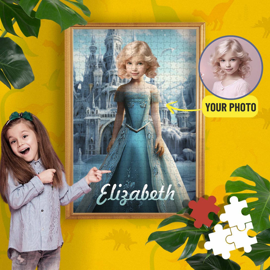 Customized Photo Puzzle Game, Elsa Princess Fairy Tale Little Girl Gift - Custamazegifts.com 