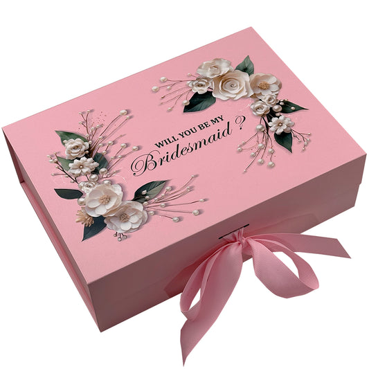 Pink Floral Gift Box for Bridesmaids Proposal - Custamazegifts.com 