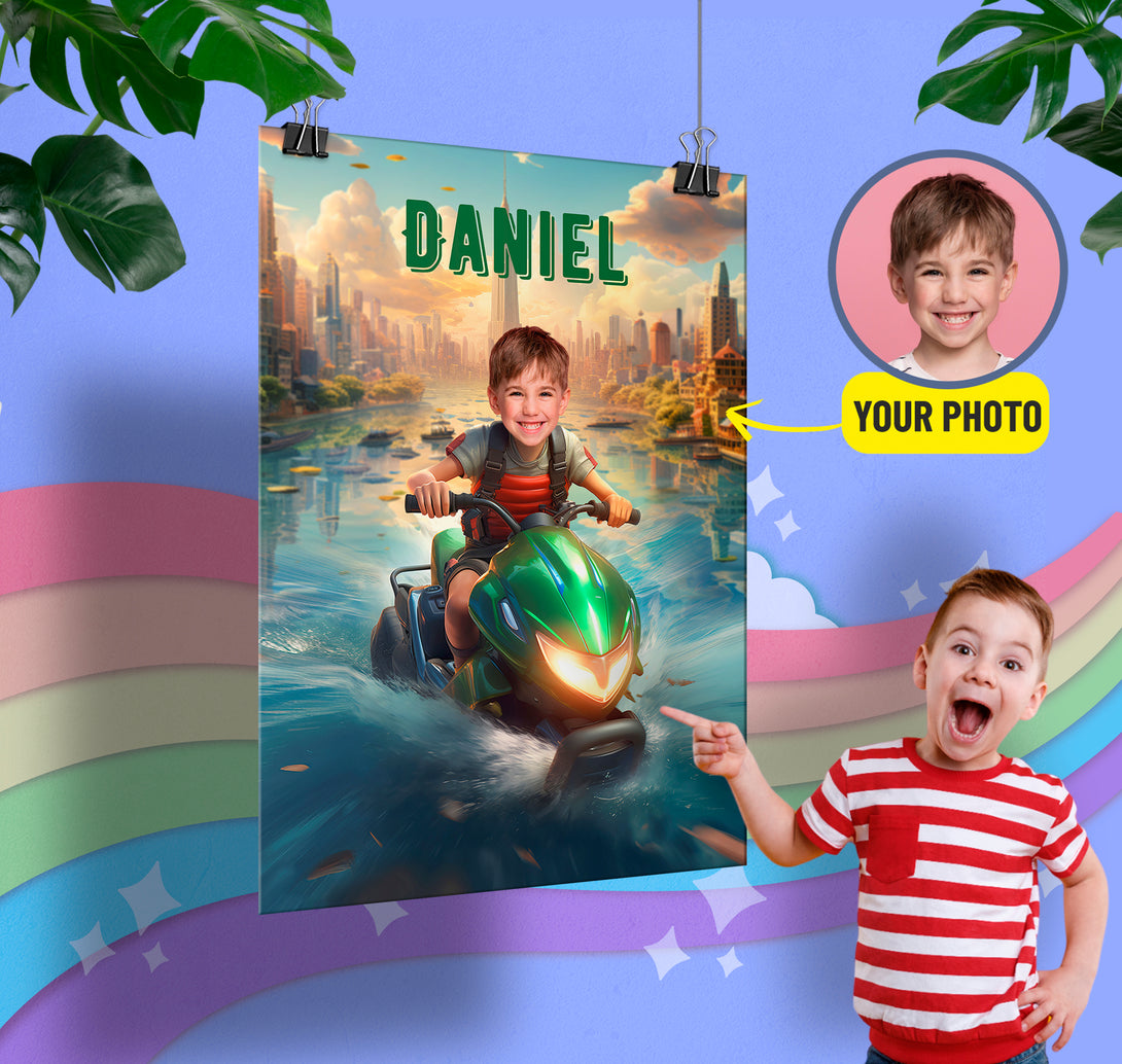 Personalized Jet Ski Boy Photo Poster, Picture Poster Print - Custamazegifts.com 