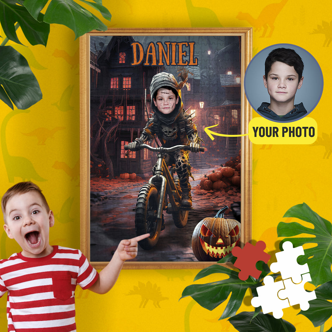 Kids Face on Puzzle Boys Personalized Zombie Photo Gifts - Custamazegifts.com 