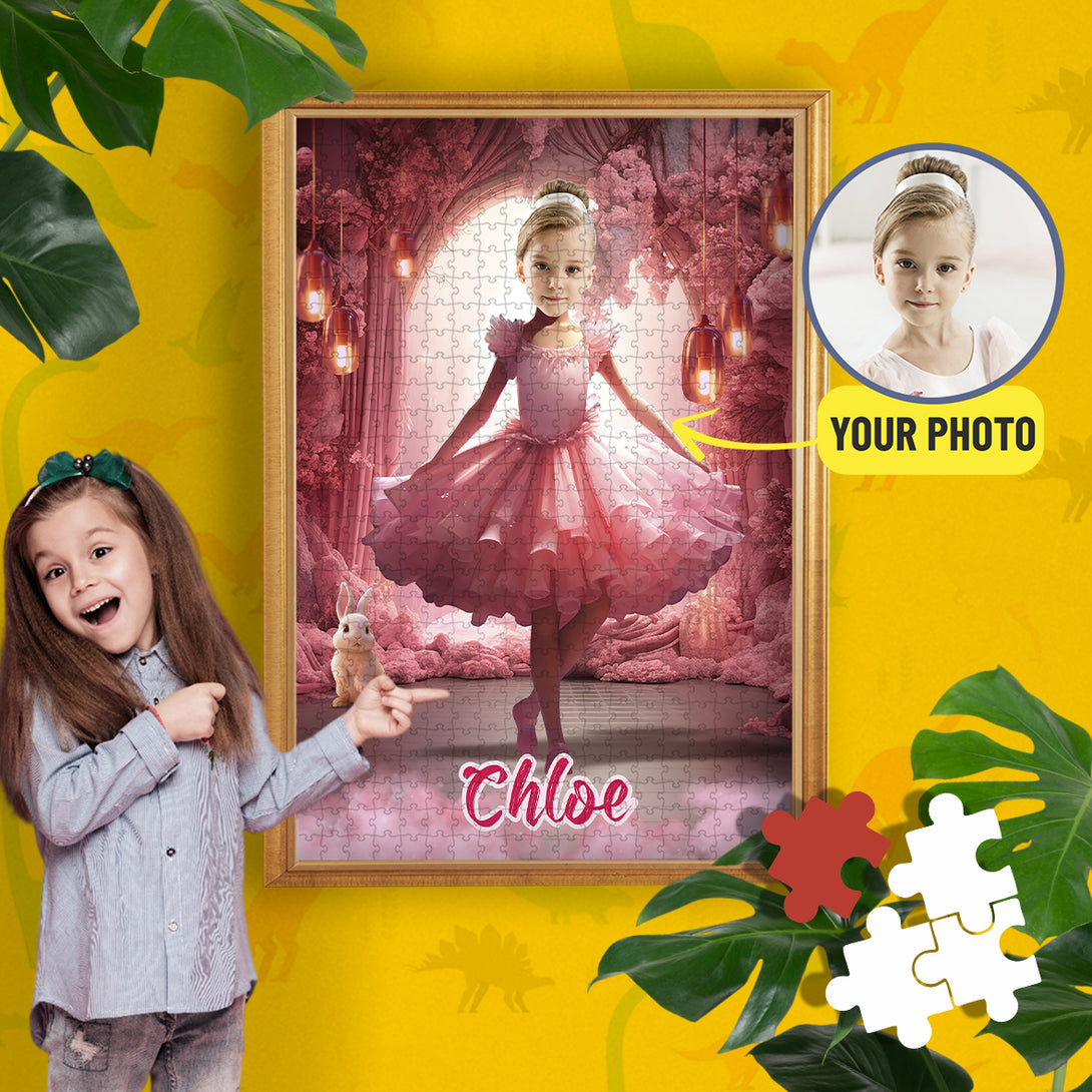 Custom Game Puzzle Personalized Ballerina Gift, Face Photo Puzzle - Custamazegifts.com 