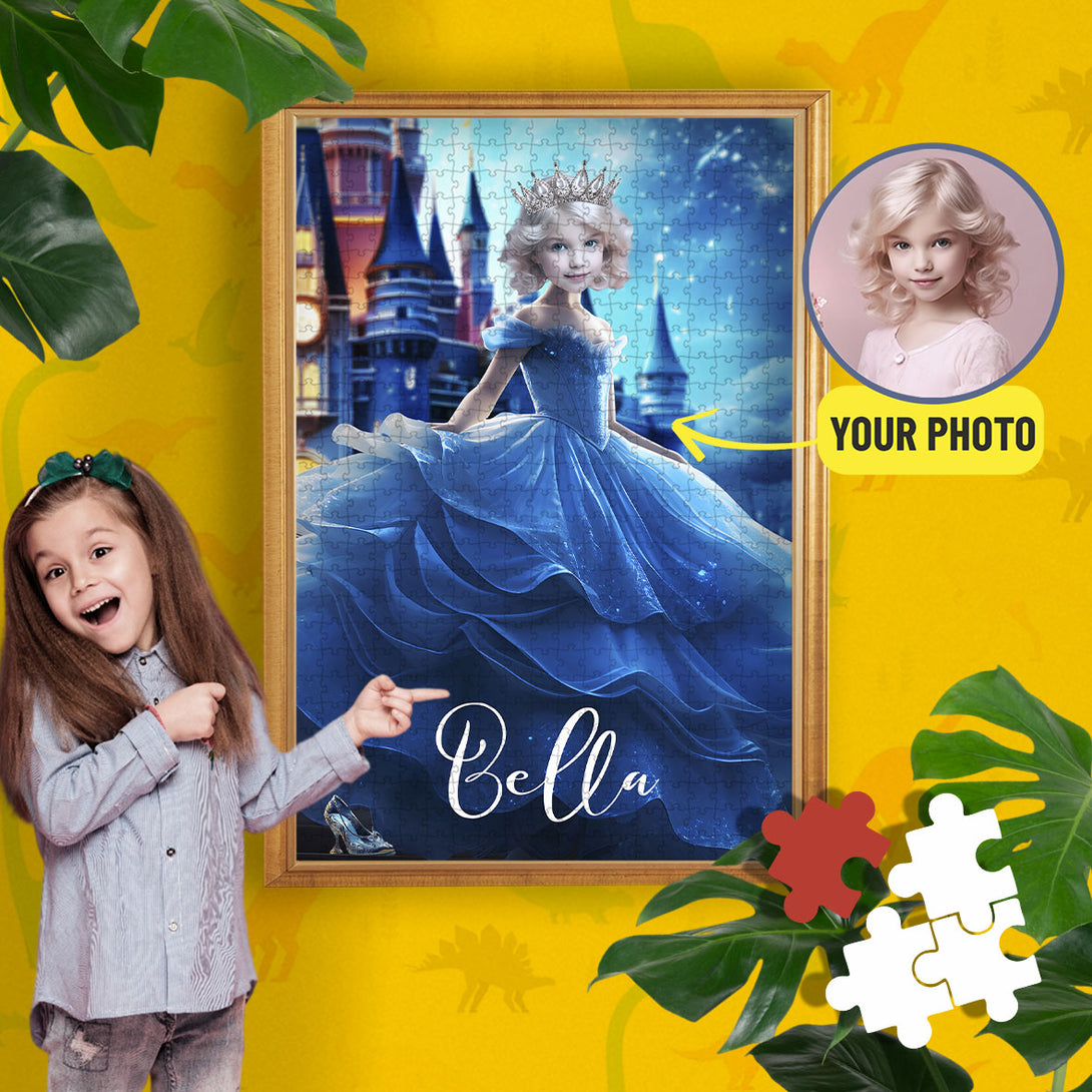 Cinderella Princess Custom Kids Puzzle for Gift, Portrait Puzzle From Photo - Custamazegifts.com 