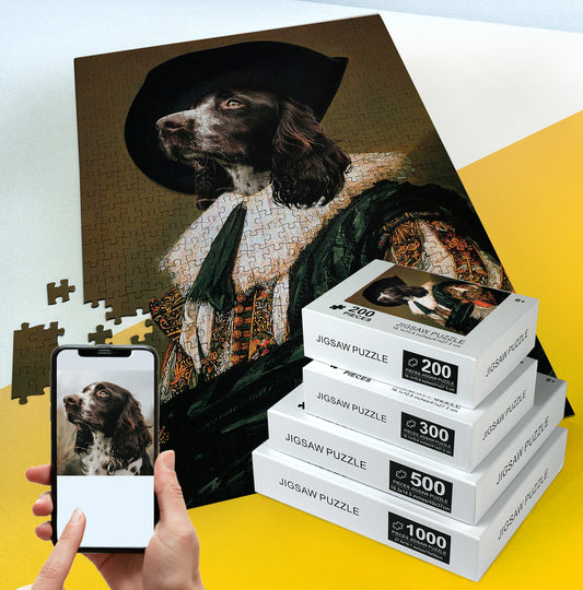 Gentleman Dog in Hat Personalized Puzzle Custom Pet Lovers Gift PC12 - Custamazegifts.com 