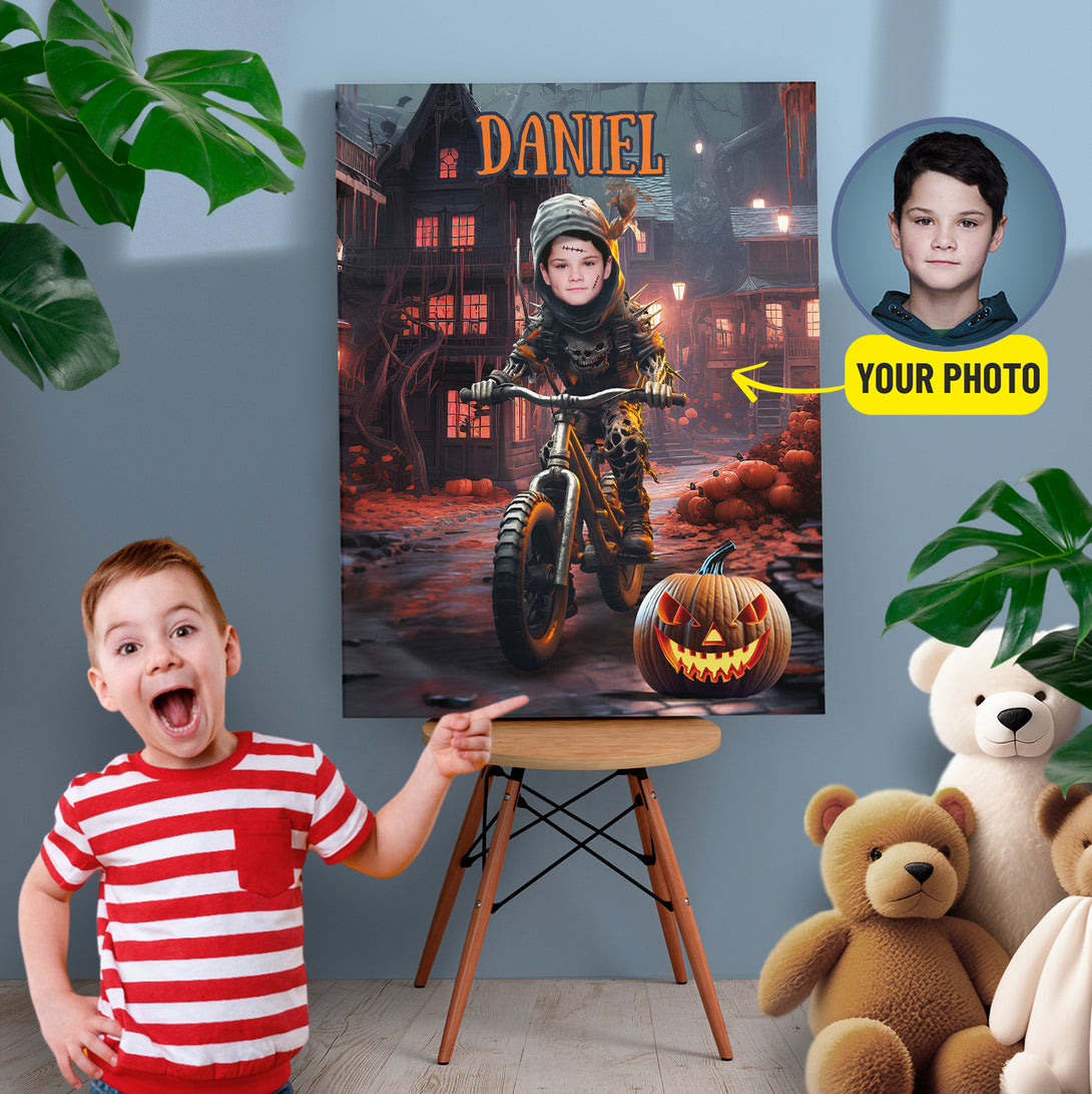 Personalized Zombie Custom Canvas, Boys Halloween Photo Gifts - Custamazegifts.com 