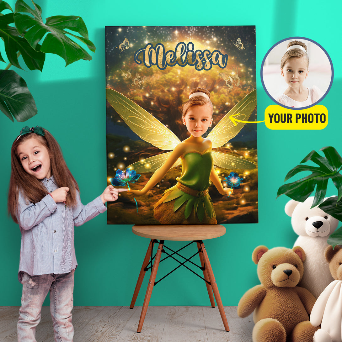 Print Customizable Canvas Tinkerbell Nerverland Kids Portrait - Custamazegifts.com 