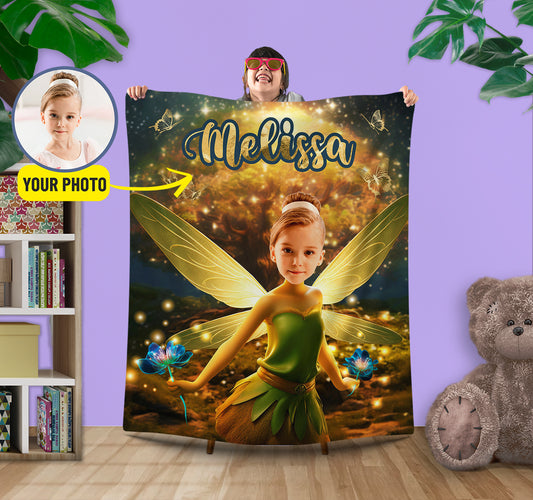 Personalized Blanket Tinkerbell Fairy Gift for Girls - Custamazegifts.com 