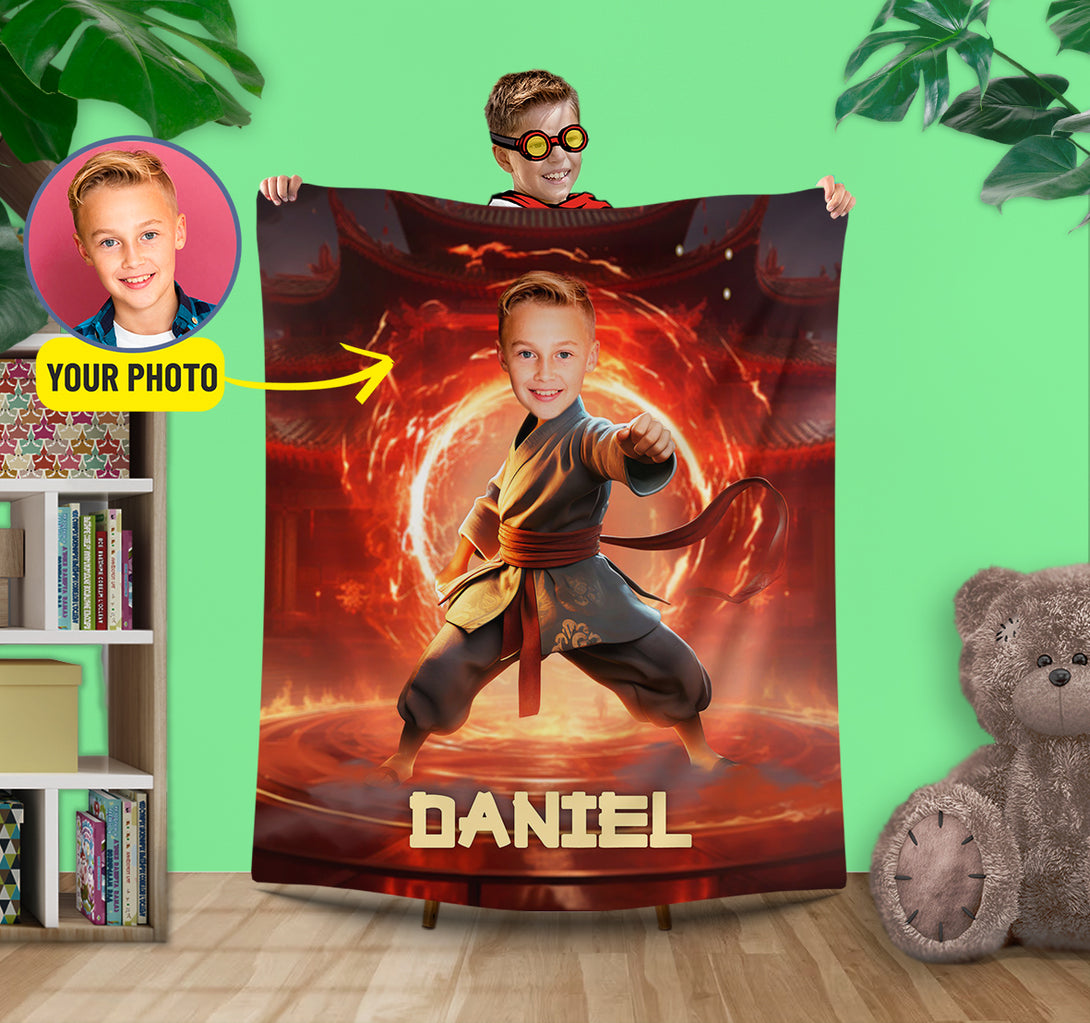 Karate Lover Gift Personalized Blanket, Boys Room Décor Karate Throw - Custamazegifts.com 