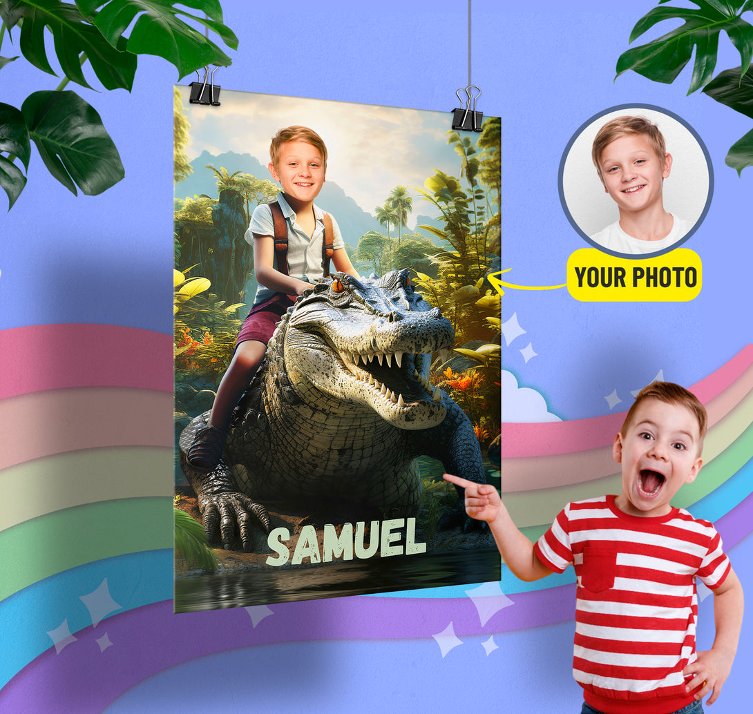 Custom Prints Kids Poster Digital Photo Crocodile Lover Boys Gift - Custamazegifts.com 