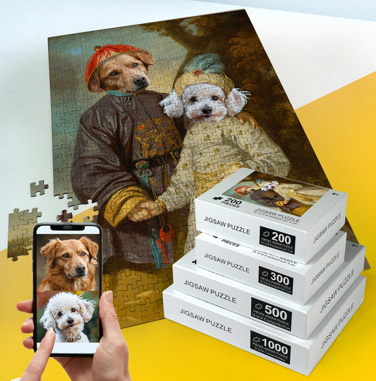 Custom Photo Puzzle Pet Portrait of Two Pets, Dog Owner Gift PC14