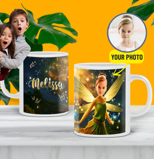 Picture Printed Mug, Tinker Bell Gifts, Birthday Girl Fairy Gift - Custamazegifts.com 