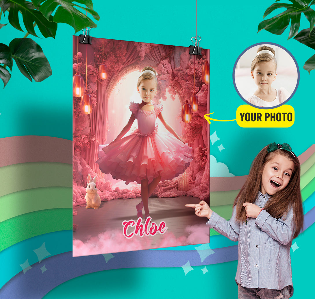 Personalized Ballerina Gift Picture Poster Custom Portrait from Photo - Custamazegifts.com 