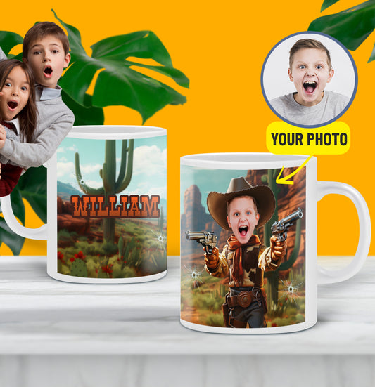 Western Boys Custom Mug, Personalized Mug for Kids - Custamazegifts.com 