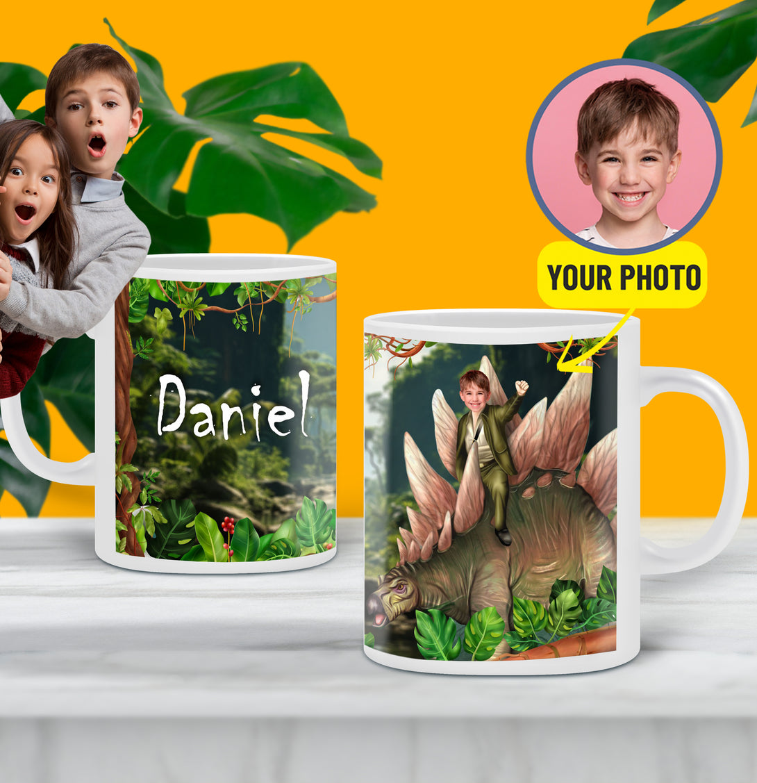 Stegosaurus Personalized Photo Mug Gift for Kids, Christmas Gift for Son - Custamazegifts.com 