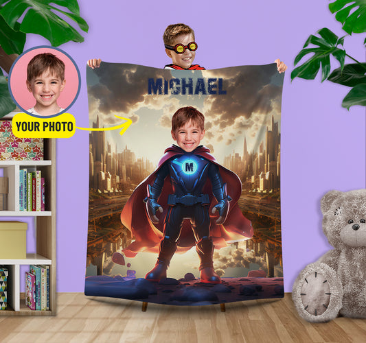 Personalized Superman Blanket for Kids, Boys Superman Unique Birthday Gift - Custamazegifts.com 