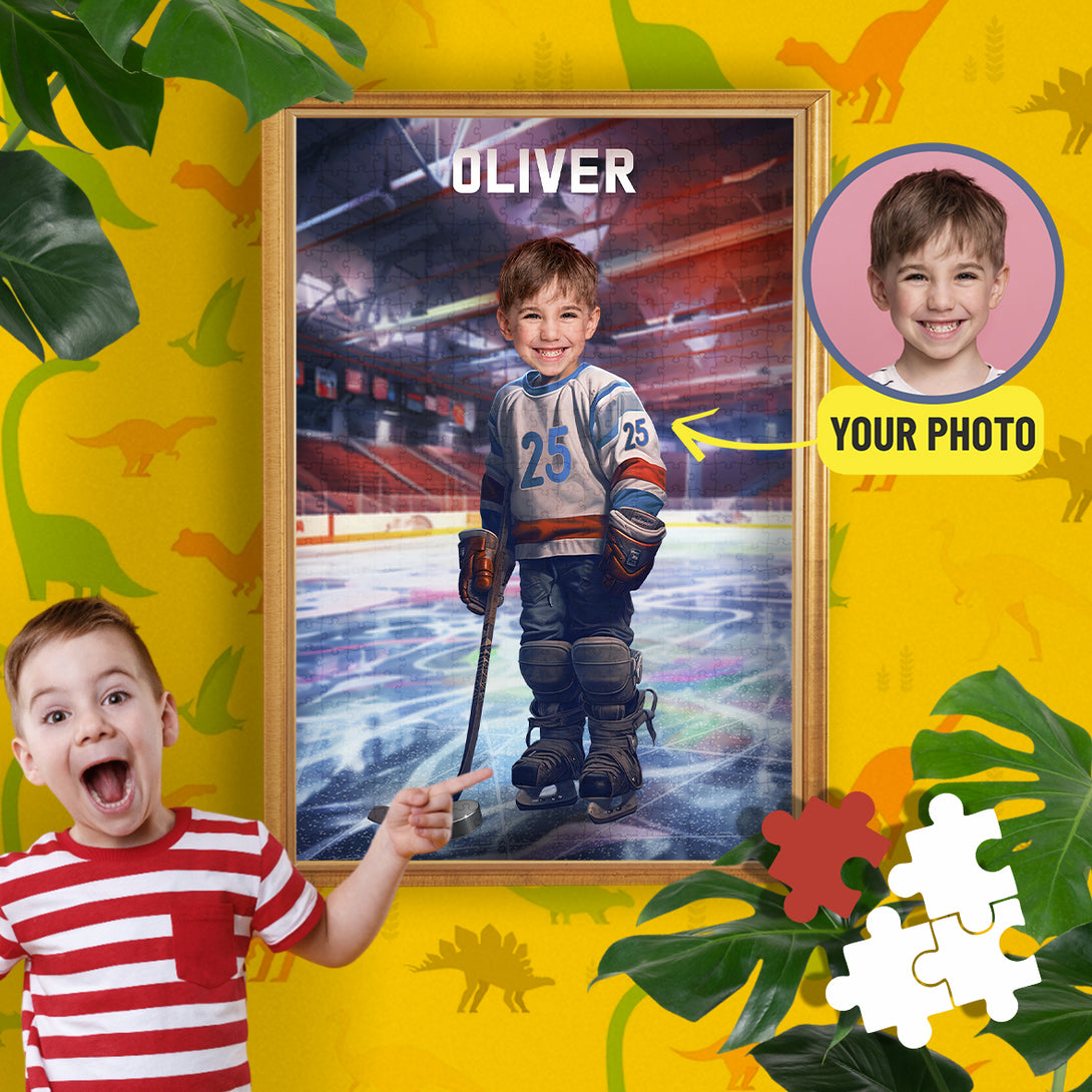 Hockey Player Jigsaw Puzzle Photo Gift for Him - Custamazegifts.com 