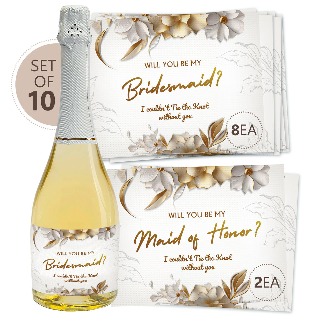 Be My Bridesmaid Proposal Bottle Label Set of 10 Stickers for Wine Champagne - Custamazegifts.com 