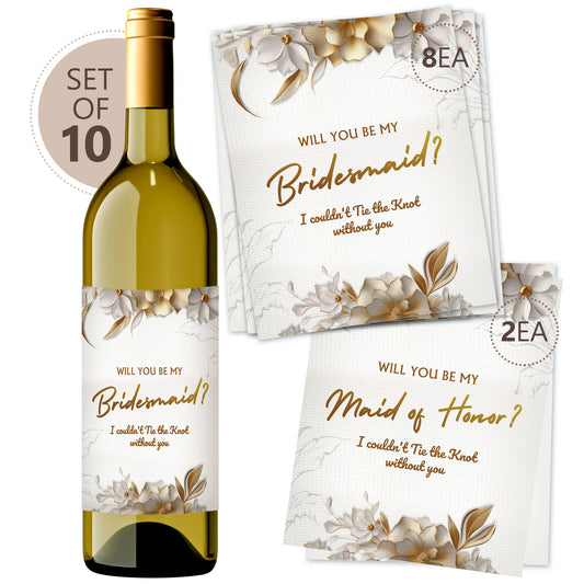 Be My Bridesmaid Proposal Bottle Label Set of 10 Stickers for Wine Champagne - Custamazegifts.com 