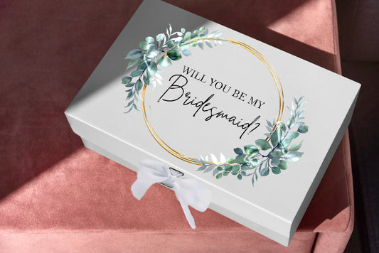 Be My Bridesmaid Gift Box with Ribbon and Floral Print - Custamazegifts.com 