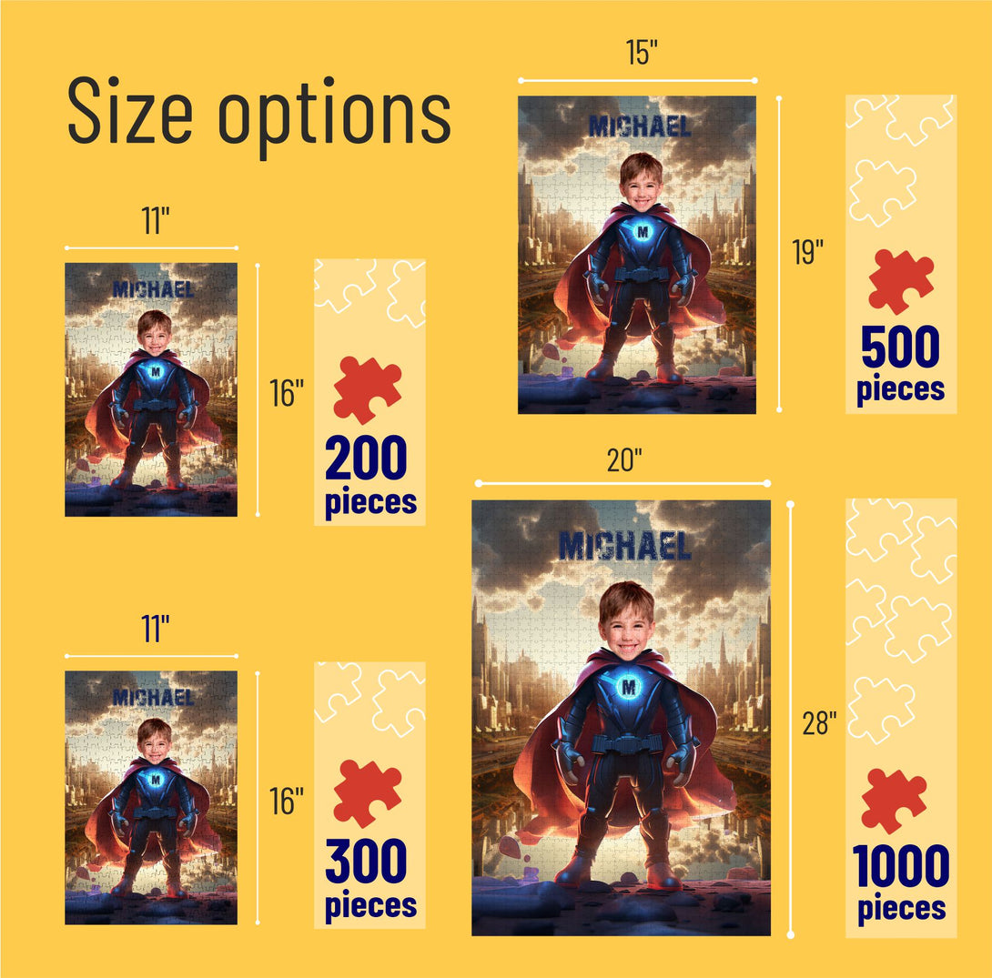 Superman Boys Photo Puzzle, Custom Superhero Cartoon Puzzle - Custamazegifts.com 