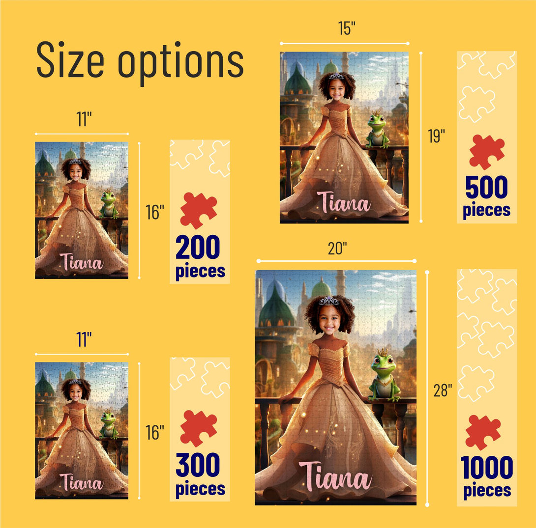 Kids Puzzle Princess Tiana, Girls Custom Photo Puzzle - Custamazegifts.com 