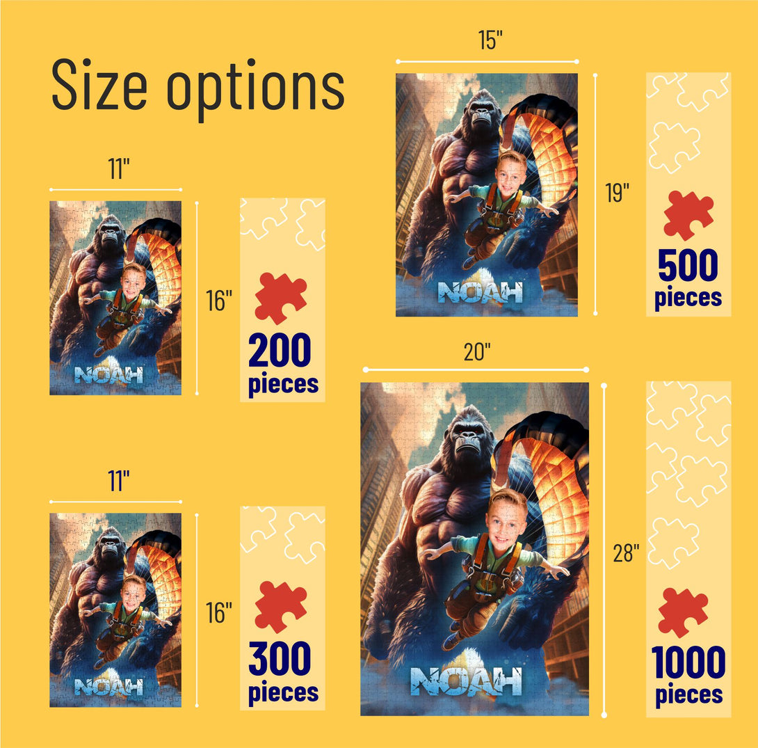 Add Any Face Puzzle King Kong and Kids Photo on Puzzle - Custamazegifts.com 