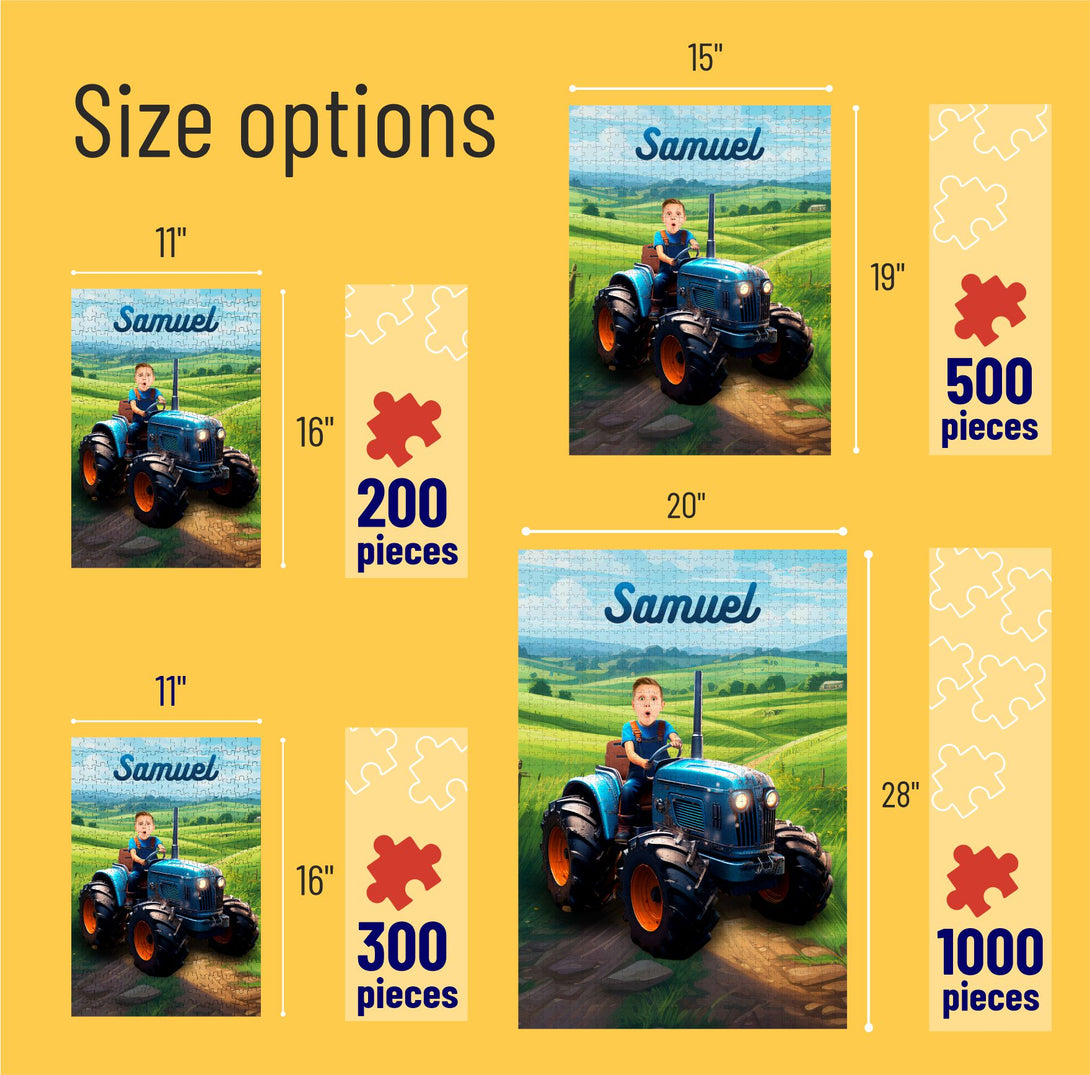 Custom Photo Puzzle Tractor Driver Personalized Boy Birthday Gift Ideas - Custamazegifts.com 