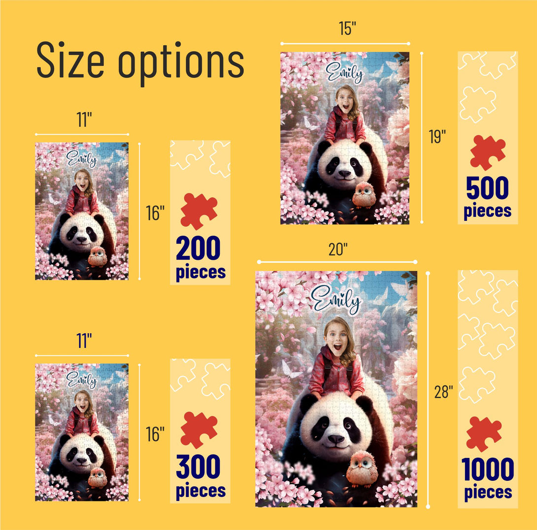 Girl and a Panda Custom Photo Puzzle, Personalized Gift for Her - Custamazegifts.com 