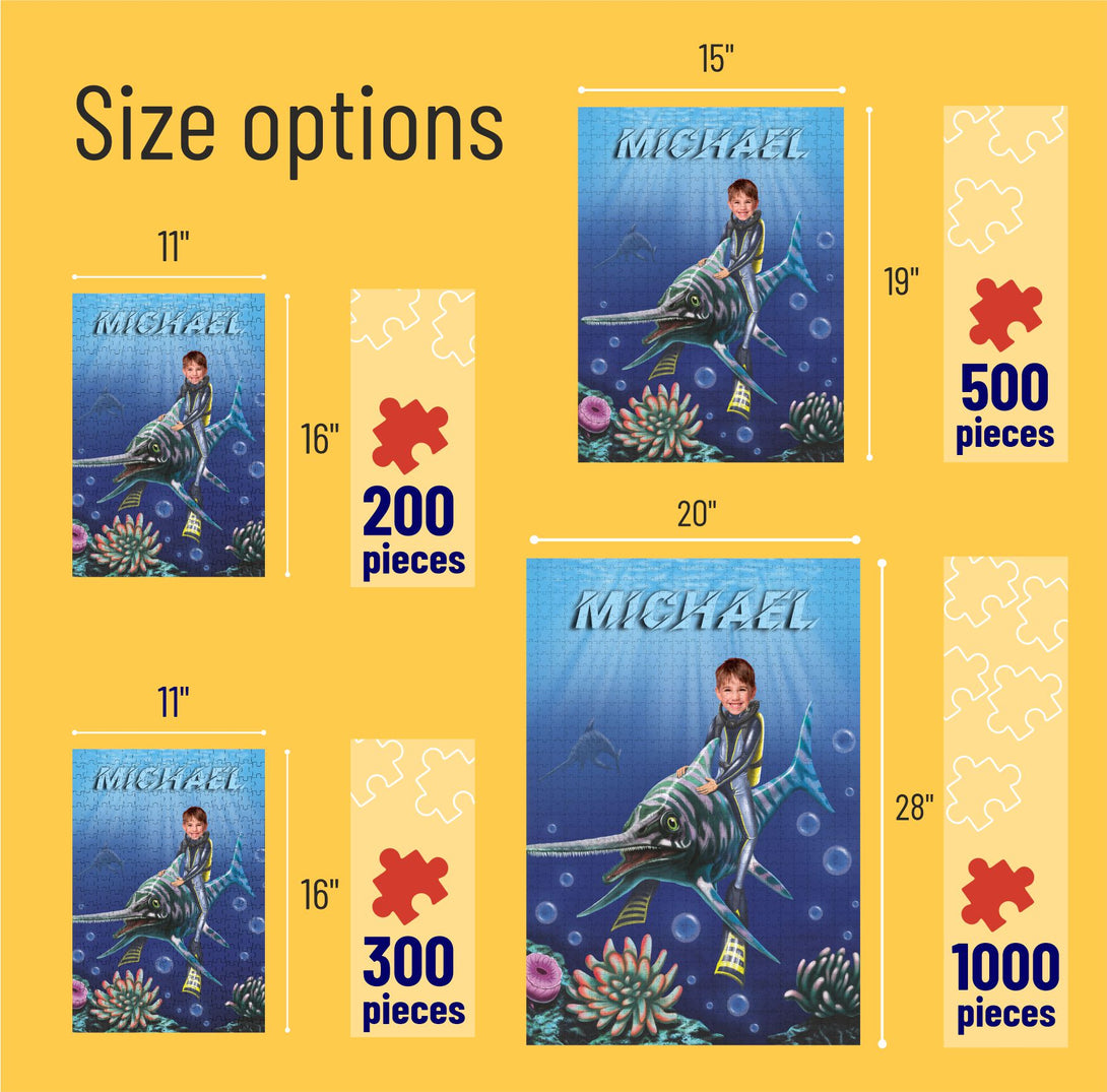 Sea Life Water Dinosaur Custom Jigsaw Puzzles from Photo - Custamazegifts.com 