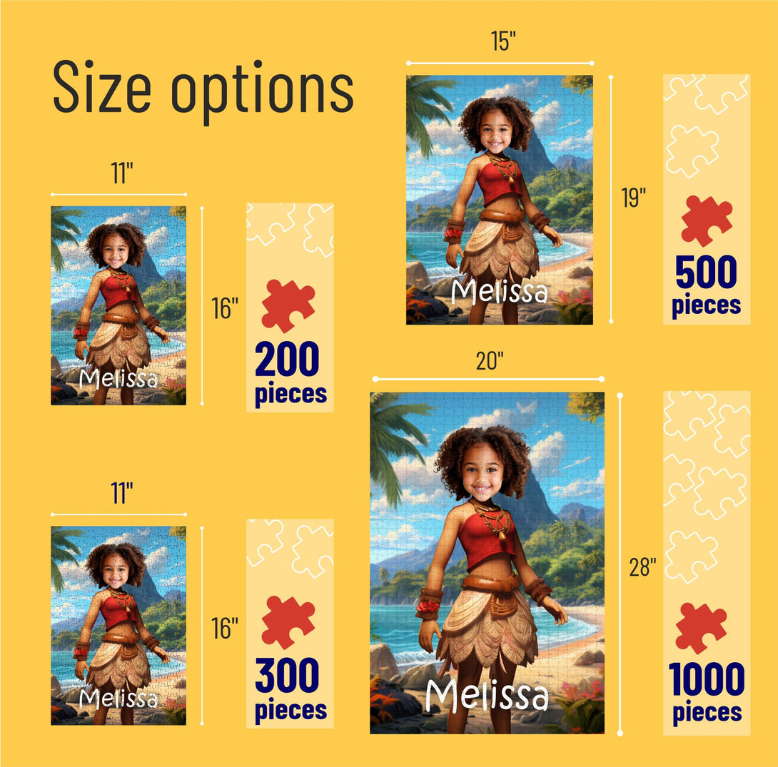 Moana Princess Girls Photo gift Kids Face on Puzzle, Custom Game Puzzle - Custamazegifts.com 