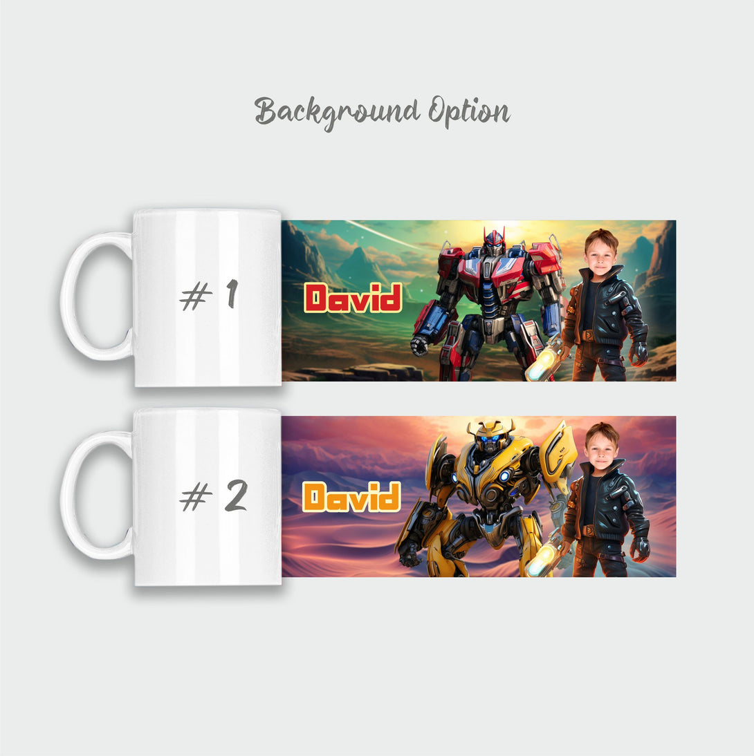 Custom Kids Mug, Boys Special Transformers Gifts Mug with Photo - Custamazegifts.com 