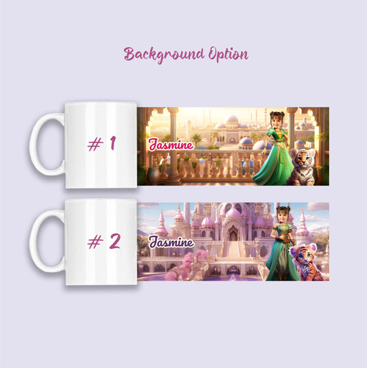 Princess Jasmine Personalized Mug for Kids, Girls Custom Mug Cartoon - Custamazegifts.com 