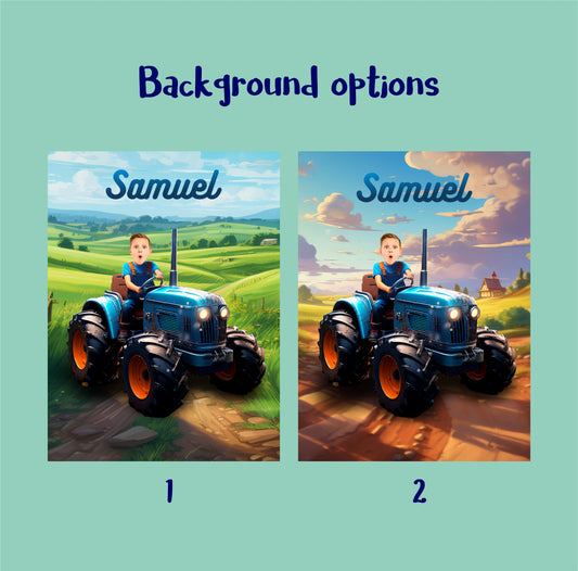 Tractor Lover Gift Custom Poster, Digital Portrait Tractor Birthday - Custamazegifts.com 