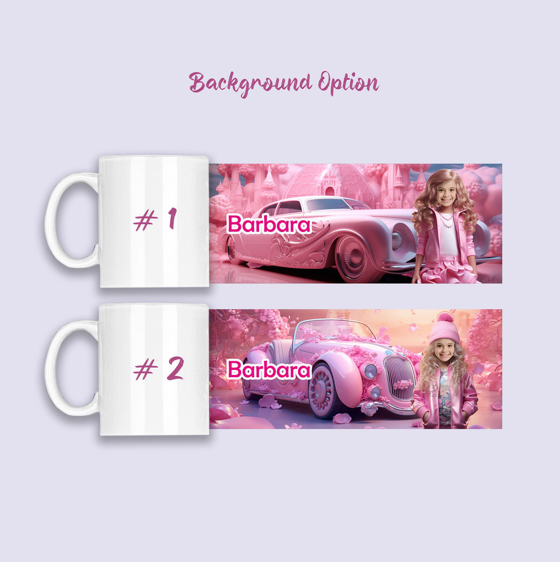 Barbie Girl Name Mug for Little Girl, Birthday Photo Surprise for Her - Custamazegifts.com 