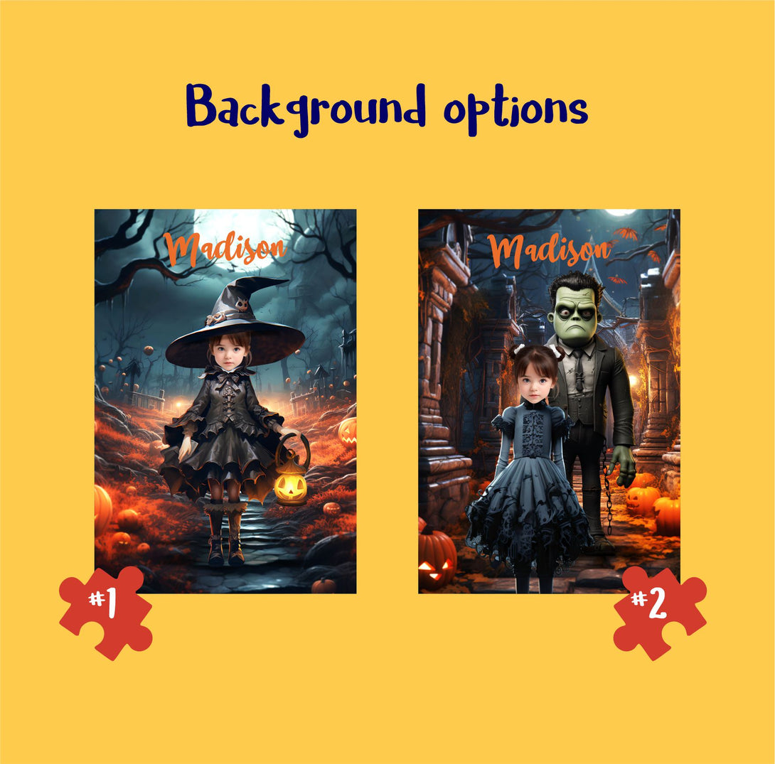 Custom Witch Jigsaw Puzzle, Kids Wednesday Portrait Puzzle From Photo - Custamazegifts.com 