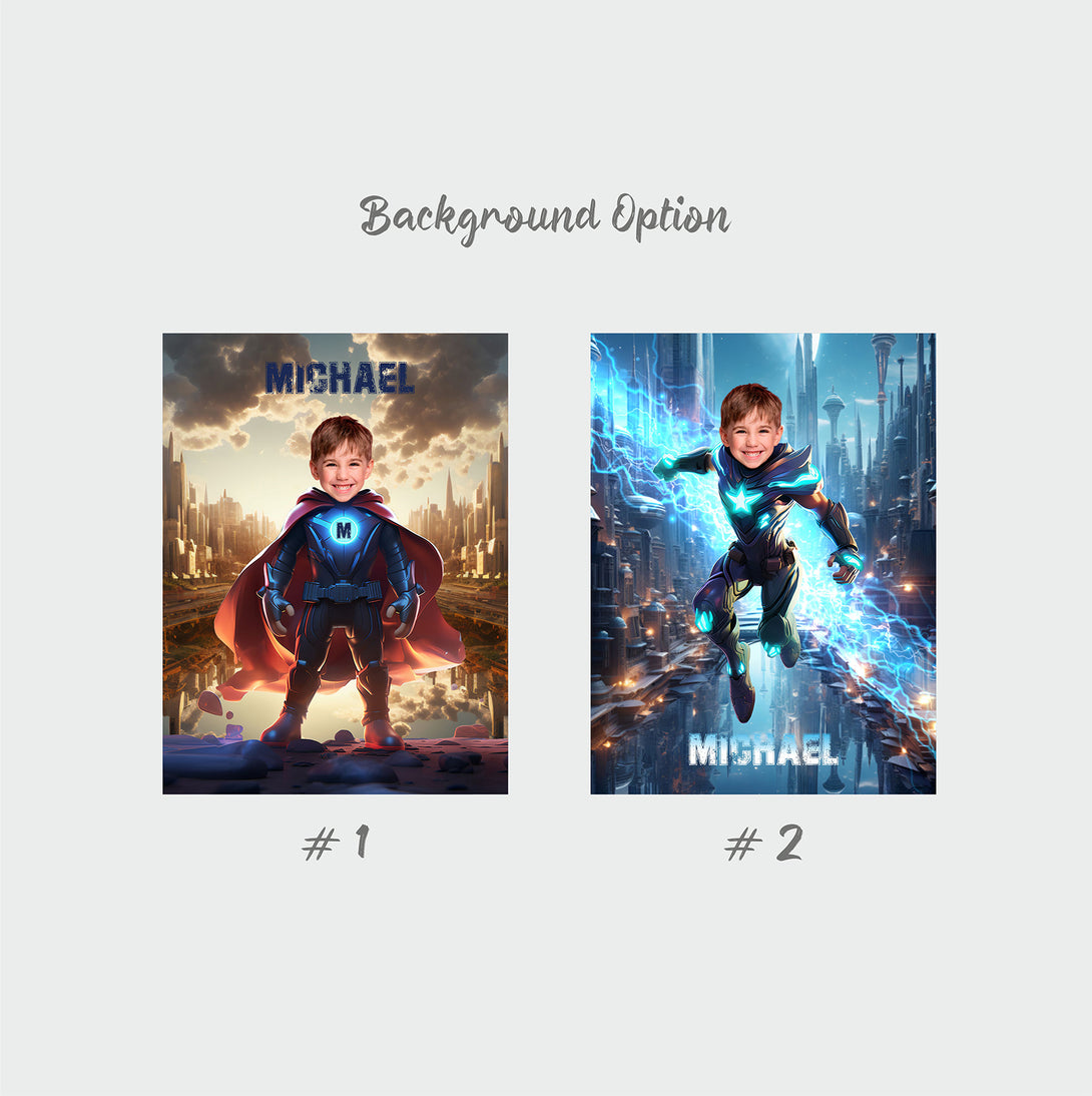 Custom Superhero Boy Photo Canvas, Personalized Canvas Super Hero - Custamazegifts.com 