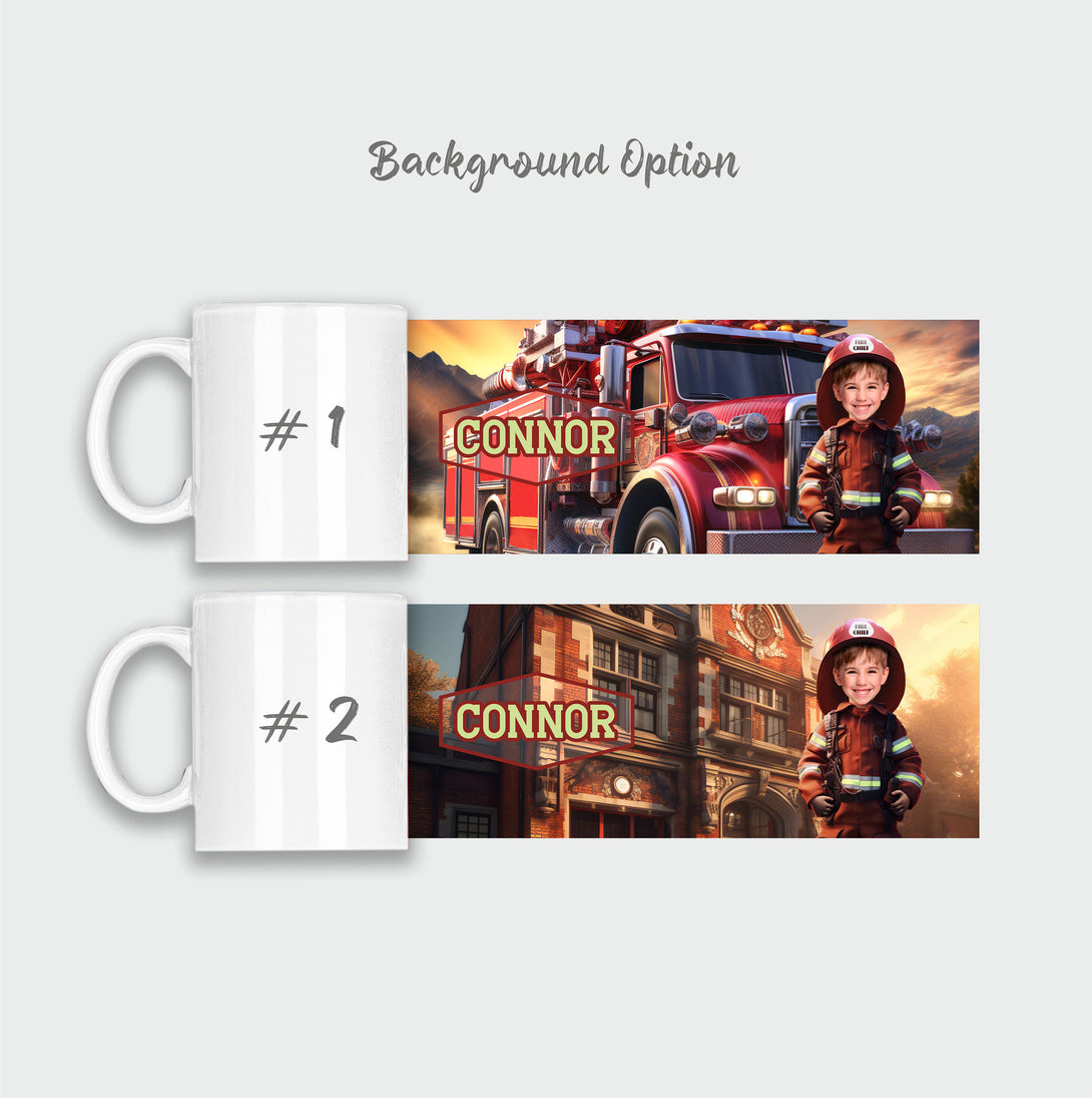 Customized Firefighter Fan Mug, Personalized Firefighter Boy Face Mug - Custamazegifts.com 