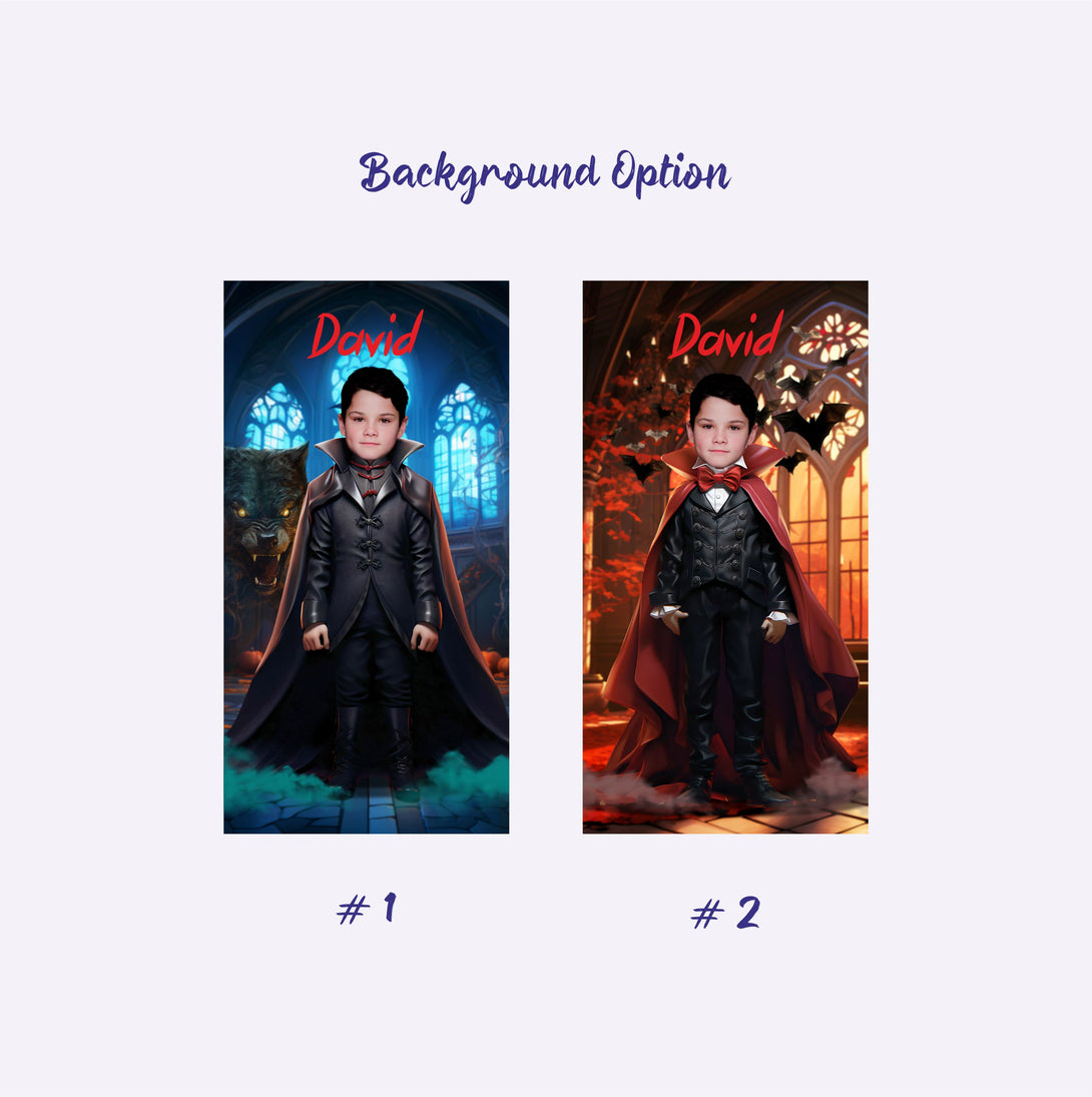 Custom Halloween Count Dracula Photo Boys Beach Towel, Your Face Horror Gift - Custamazegifts.com 