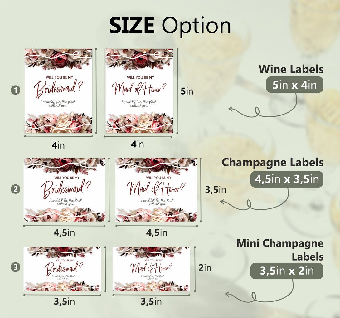 Bridesmaid Proposal Set of 10 Wine Champagne Bottle Labels, Bachelorette Favors - Custamazegifts.com 