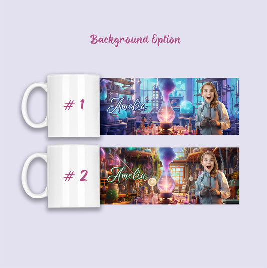 Custom Photo Scientist Girl Mug, Personalized Fairy Tale Girls Gift - Custamazegifts.com 