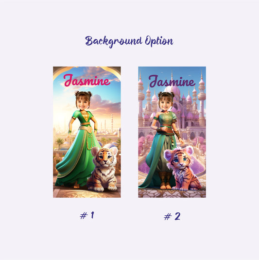 Personalized Princess Jasmine Girl Beach Towel, Aladdin Gift for Her - Custamazegifts.com 