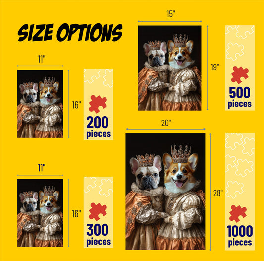 Two Pets Custom Photo Puzzle, Queen Royal Pet Portrait Picture Puzzle PC26