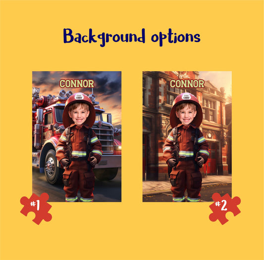 Firefighter Boy Personalized Photo Puzzle, Kids Custom Gifts - Custamazegifts.com 