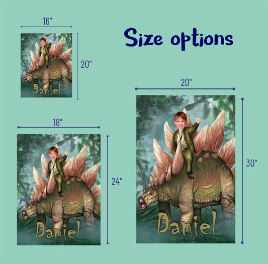 Custom Photo Poster Dinosaur, Jurassic Boys Print Poster Wall Art - Custamazegifts.com 