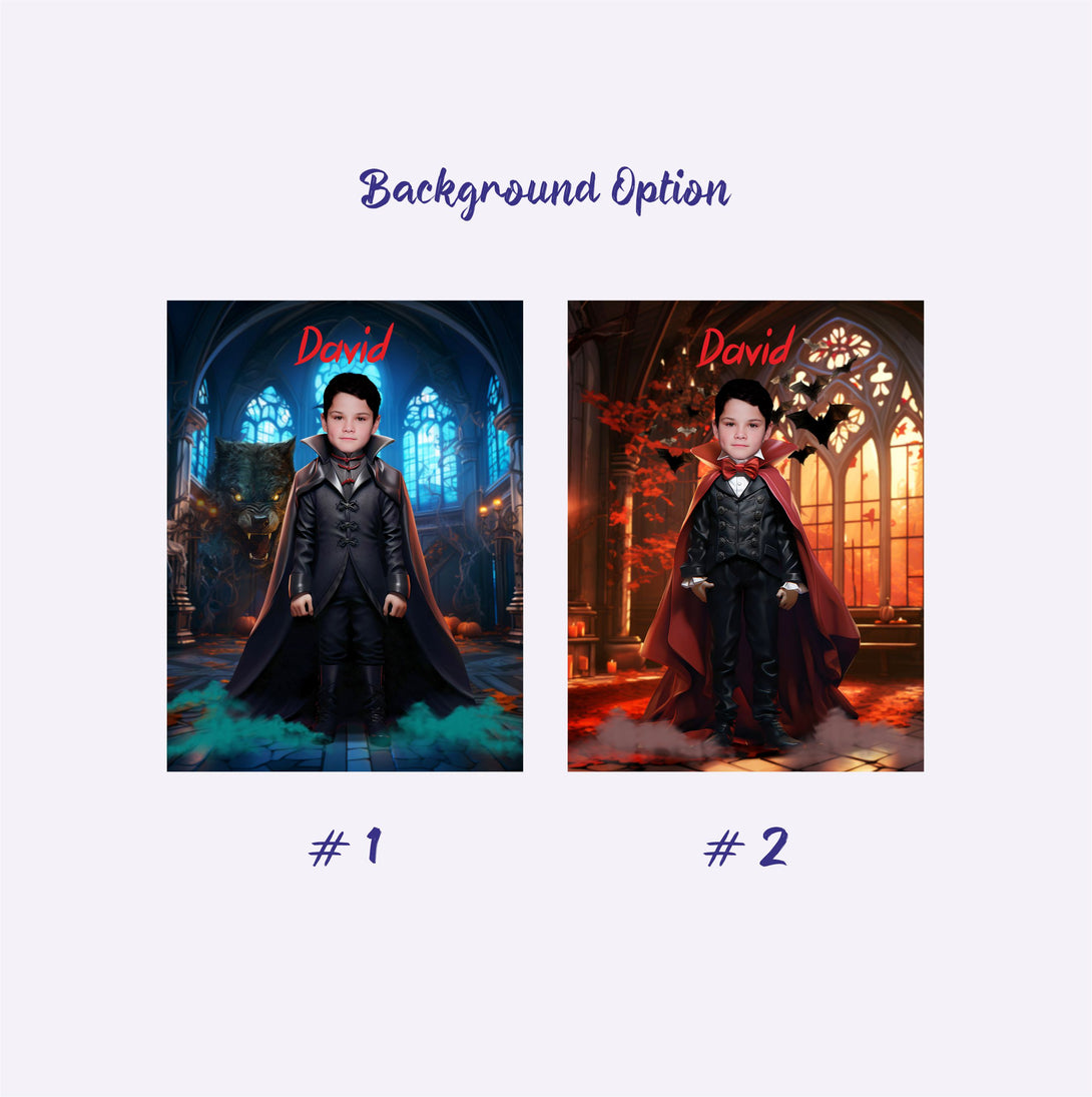 Boy Halloween Gift Personalized Photo Blanket, Custom Dracula Vampire Blanket - Custamazegifts.com 